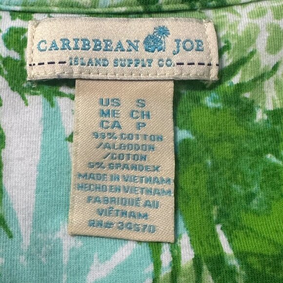 Caribbean Joe Womens Green Pineapple Print V-Neck Top Side Ties Small Tropical - Picture 5 of 7
